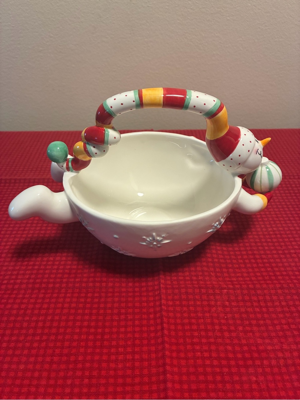 Set of 2 Fitz & Floyd Essentials Snow Buddies Candy Bowls/Baskets Christmas